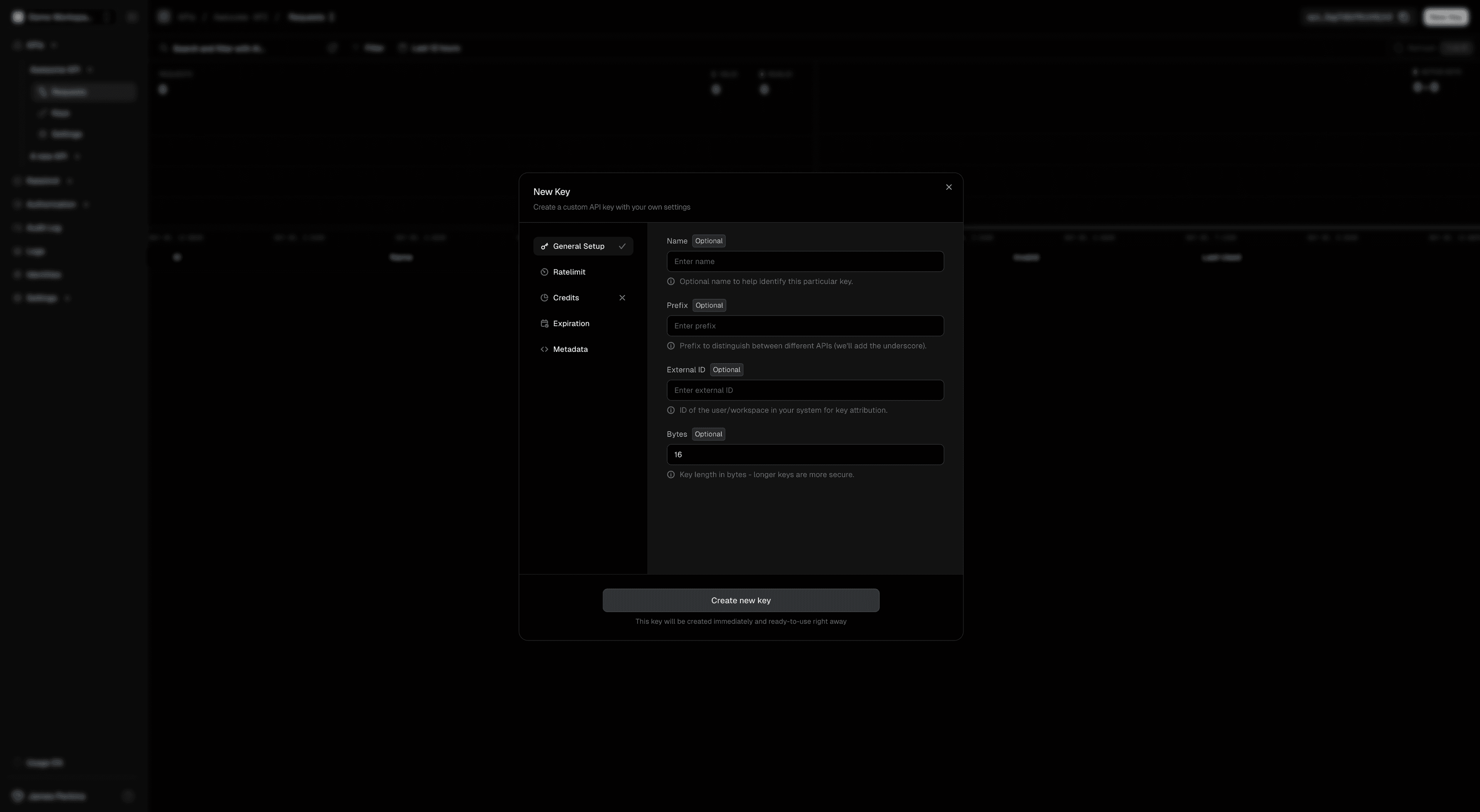 Key Creation Wizard with error